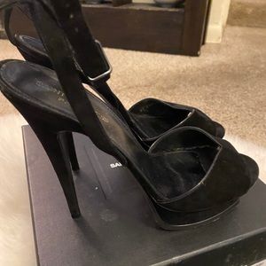 Black Lightly worn YSL ankle strap heels size 40
